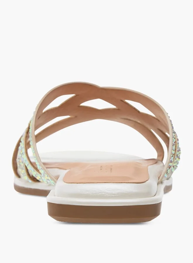 Celeste Girls' Embellished Slip-On Cross Strap Sandals