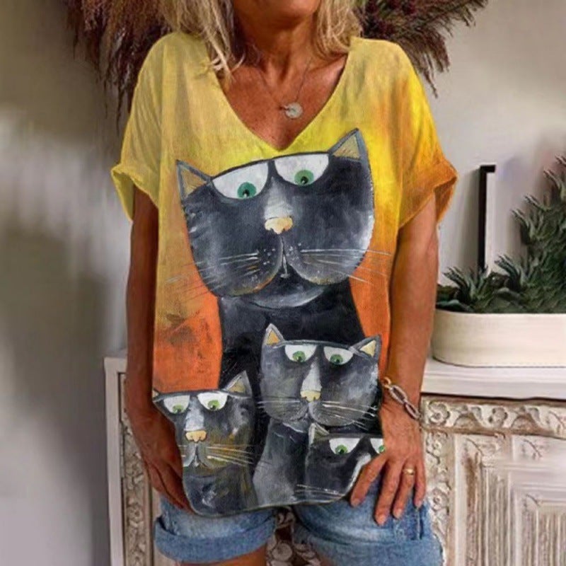 Women's positioning printed T-shirt top - Image 1