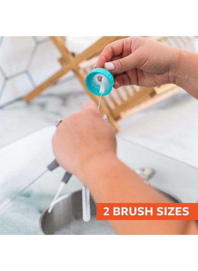 فل سيركل مجموعة فرشاة تنظيف الزجاجات الصغيرة ذات الشفط الكامل مع القش، مقاس واحد، رمادي - Image 2