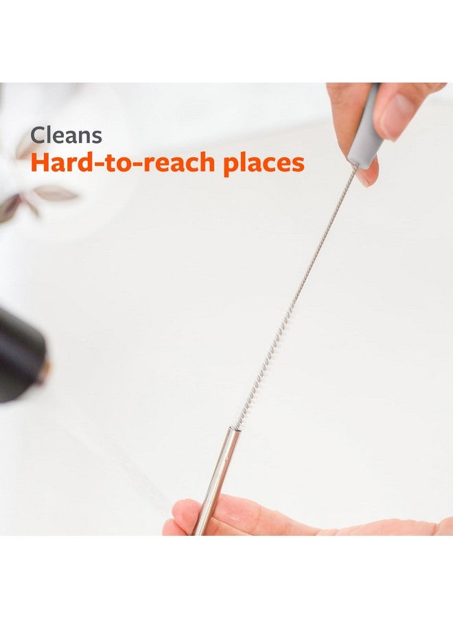 فل سيركل مجموعة فرشاة تنظيف الزجاجات الصغيرة ذات الشفط الكامل مع القش، مقاس واحد، رمادي - Image 4