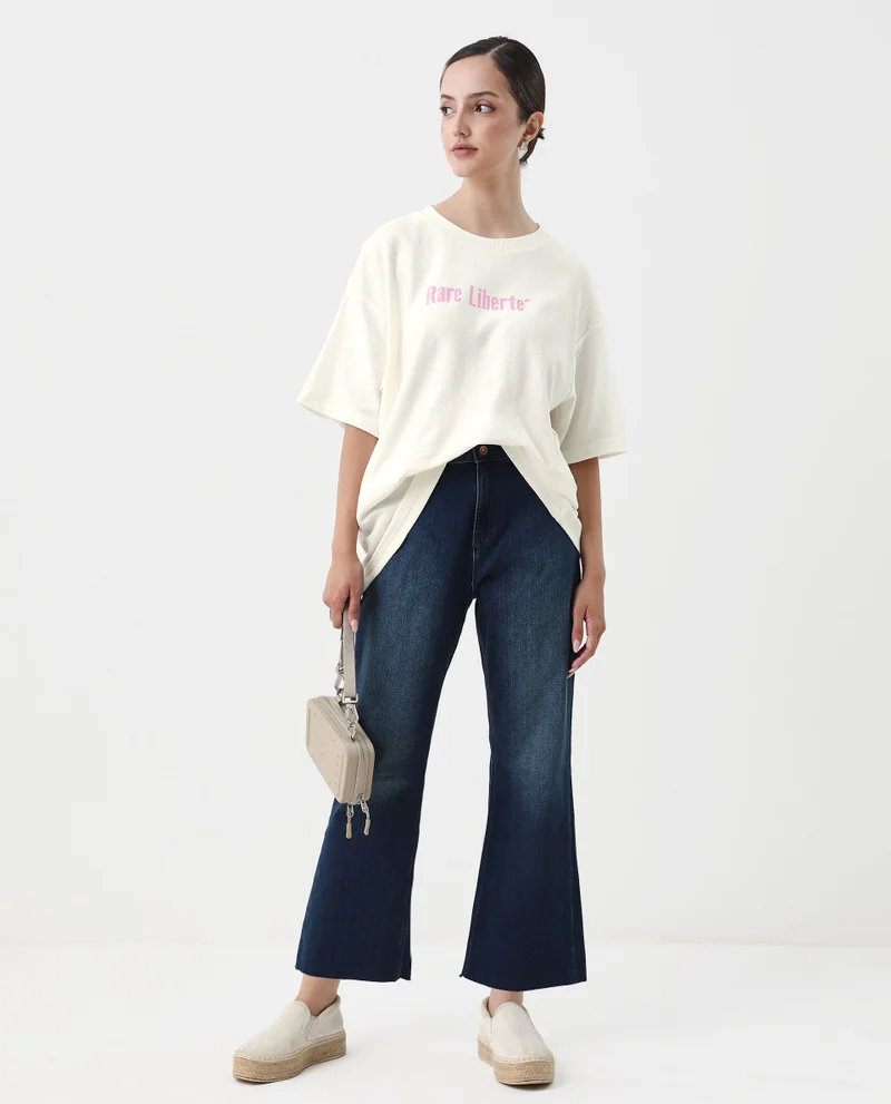 Rareism Women's Oversized T-Shirt With Front Graphic Print