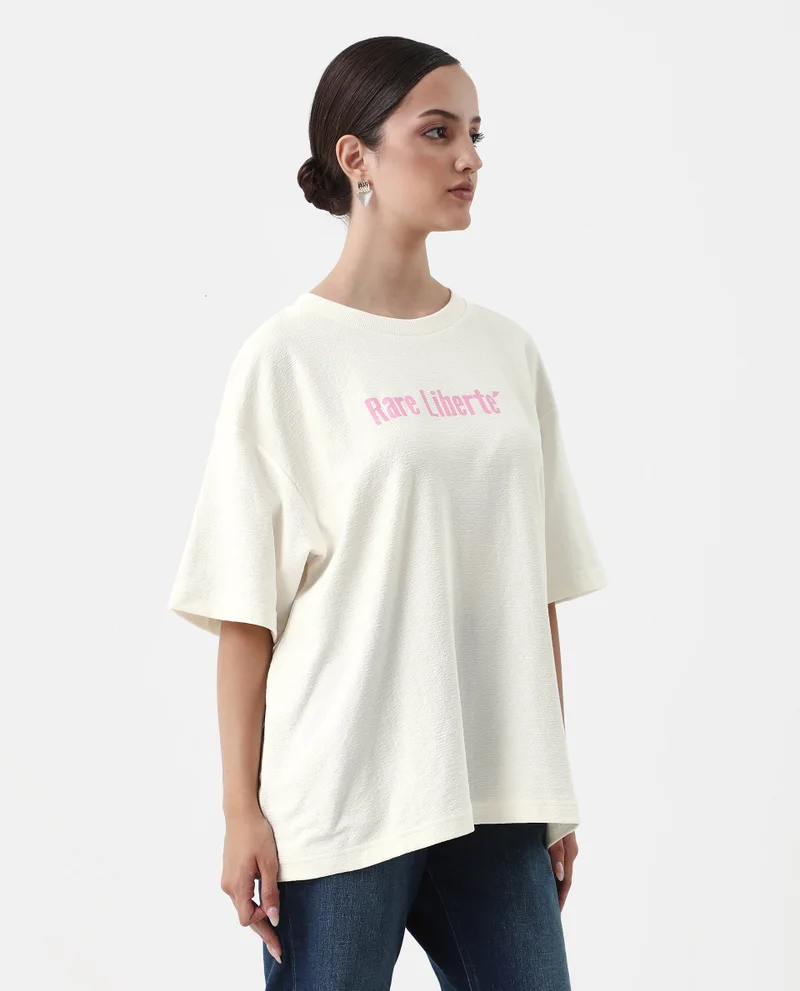 Rareism Women's Oversized T-Shirt With Front Graphic Print