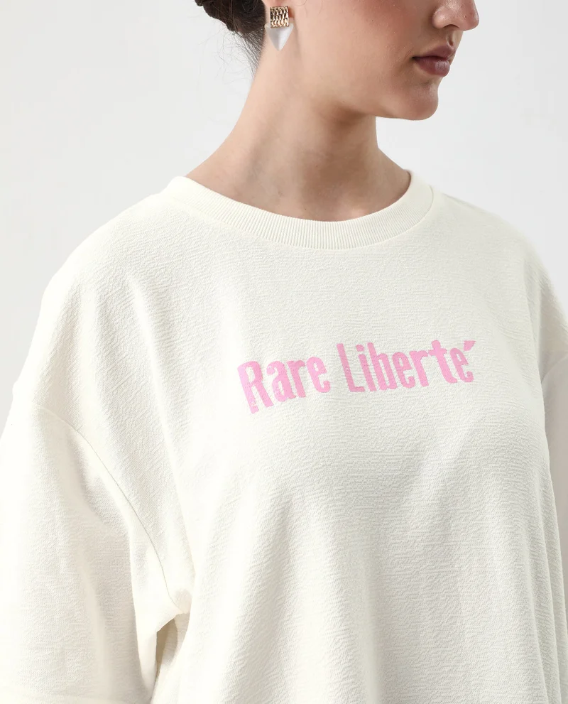 Rareism Women's Oversized T-Shirt With Front Graphic Print