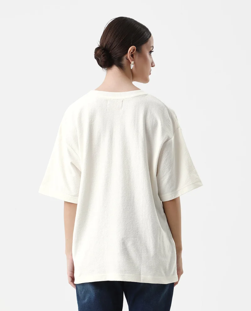 Rareism Women's Oversized T-Shirt With Front Graphic Print