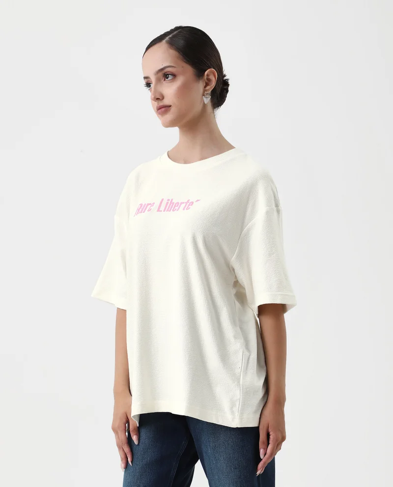Rareism Women's Oversized T-Shirt With Front Graphic Print