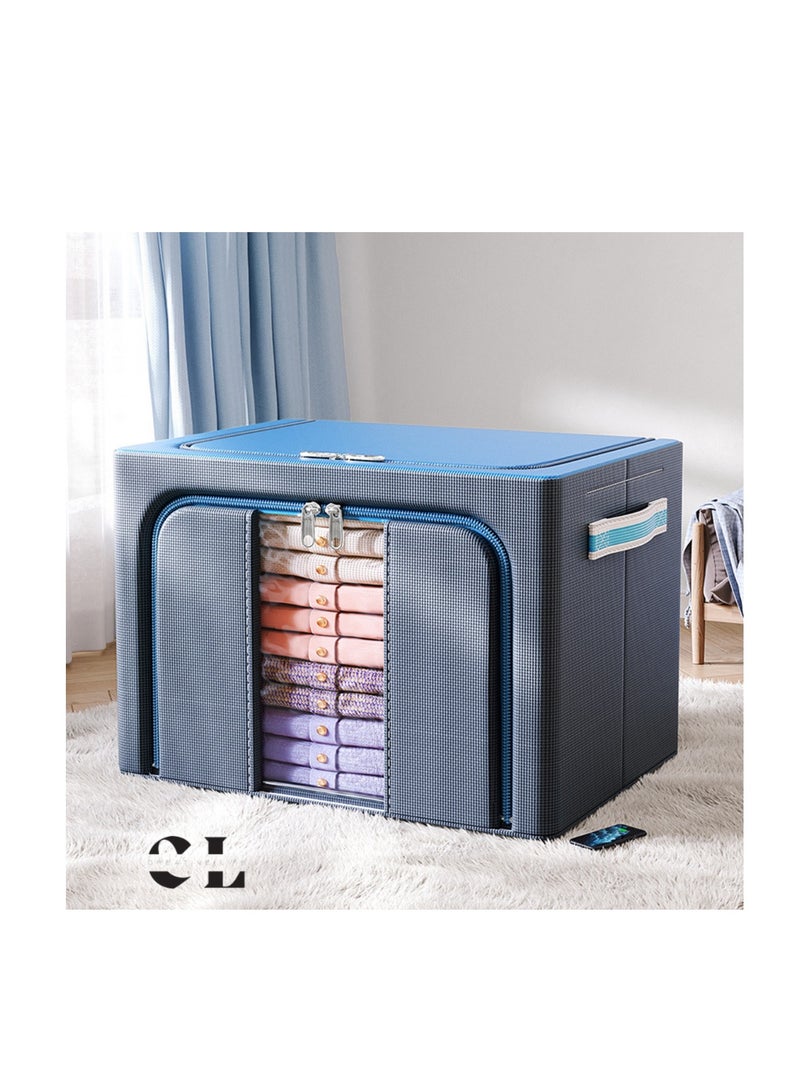 CREATIVE LIFE Storage Bins with Metal Frame - Stackable & Foldable Clothes Organizer Bags - Oxford Fabric Storage Containers with Large Clear Window & Carry Handles, Bedroom Organization for Bedding & Linen  - Image 2
