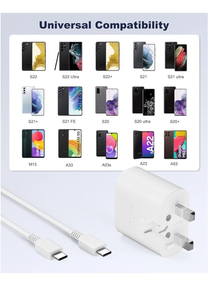 Compatible Samsung 25W PD Fast Charger Adapter,USB C Super Fast Charger Plug with Type C Charging Cable for Samsung Galaxy S24 Ultra, S23 Ultra, S22, Z Flip 5, Z Fold 5,Z Fold 6， A14, A33, A54（White） - Image 3