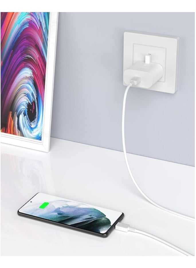 Compatible Samsung 25W PD Fast Charger Adapter,USB C Super Fast Charger Plug with Type C Charging Cable for Samsung Galaxy S24 Ultra, S23 Ultra, S22, Z Flip 5, Z Fold 5,Z Fold 6， A14, A33, A54（White） - Image 5