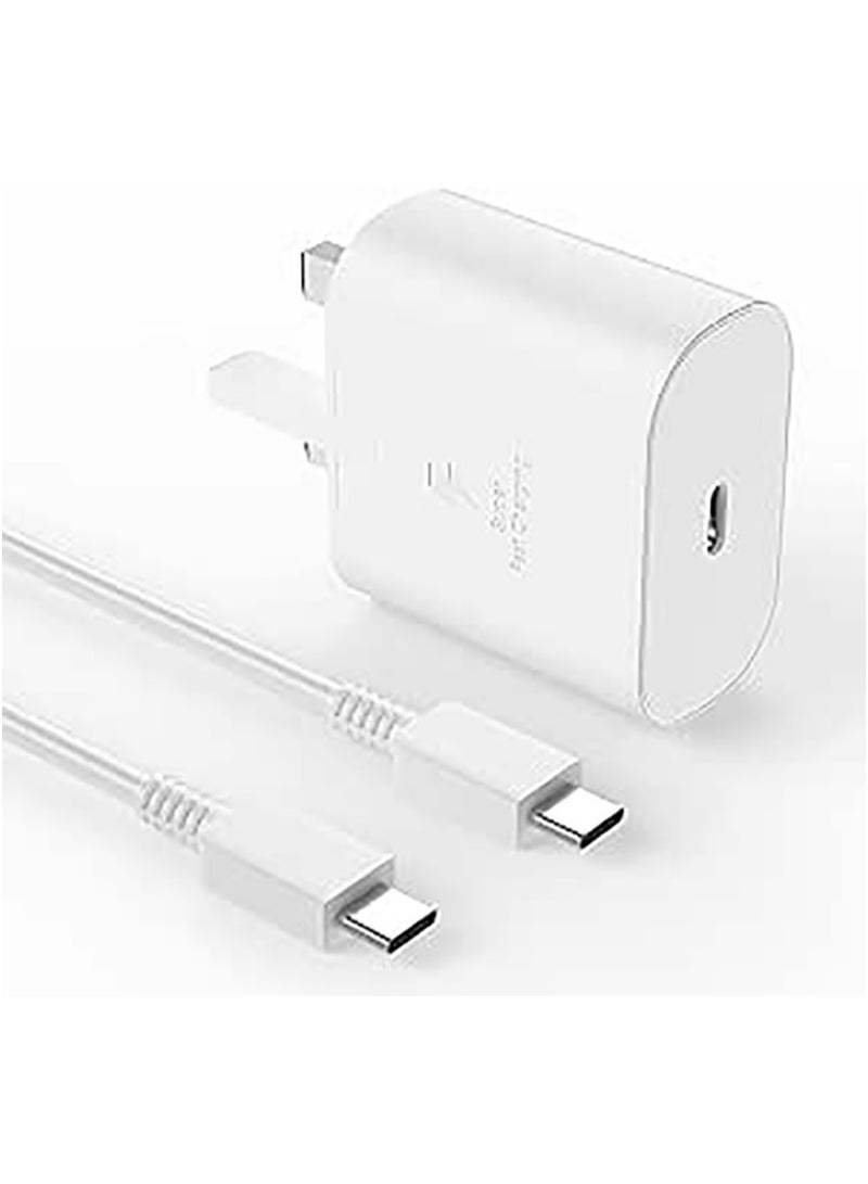 Compatible Samsung 25W PD Fast Charger Adapter,USB C Super Fast Charger Plug with Type C Charging Cable for Samsung Galaxy S24 Ultra, S23 Ultra, S22, Z Flip 5, Z Fold 5,Z Fold 6， A14, A33, A54（White）  - Image 1