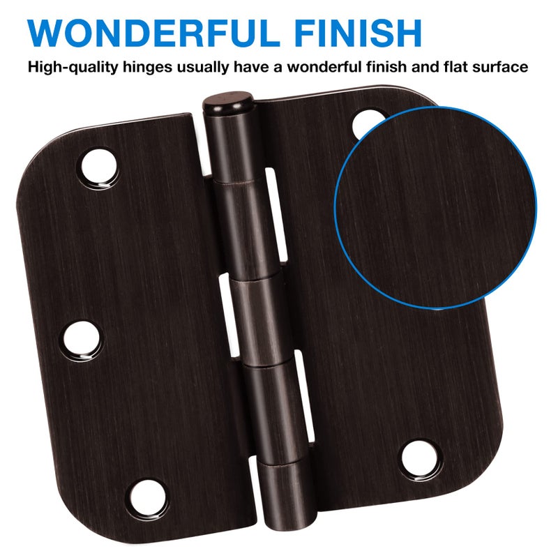 TDCHINGES 18 Pack Oil Rubbed Bronze Door Hinges 3.5" x 3 1/2 Inch Black Brushed Interior Hinge Rounded 5/8" Radius Corner 3 Â½"Iron Residential Standard Bedroom Bifold Single Double Doors Hardware Kit - Image 3