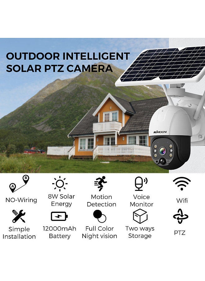 KKmoon - Wireless Solar Panel Security Camera, Wireless Rechargeable Battery Camera 3MP WiFi Home Security Camera - Image 1