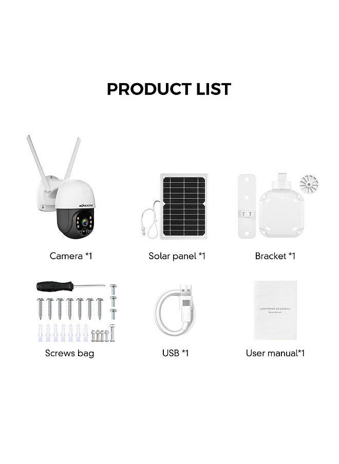 KKmoon - Wireless Solar Panel Security Camera, Wireless Rechargeable Battery Camera 3MP WiFi Home Security Camera - Image 1