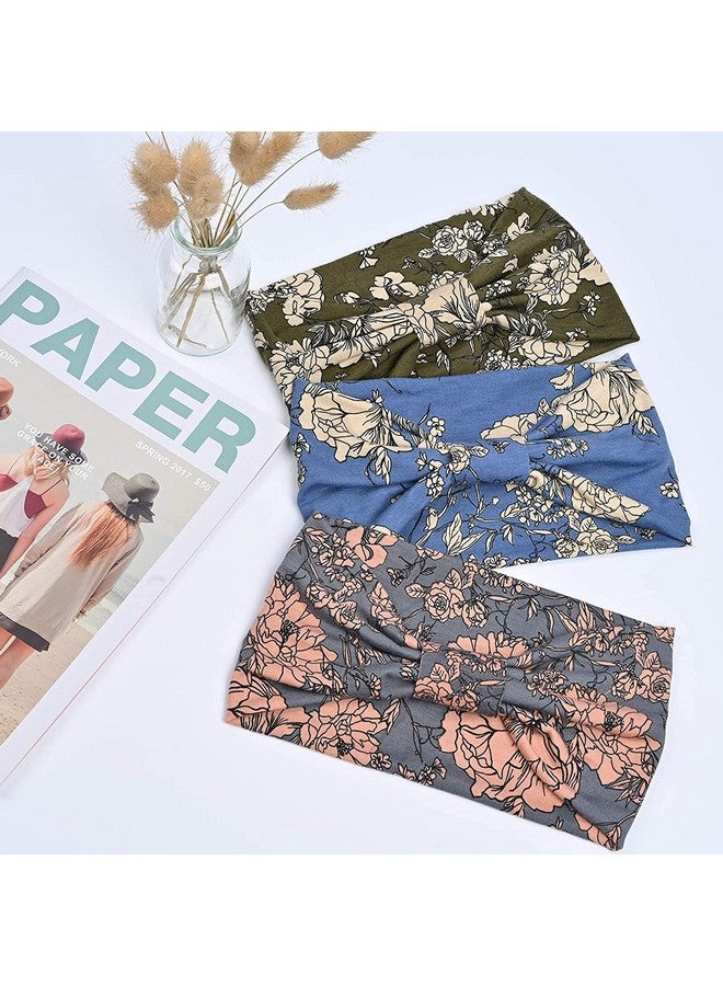 Yeshan Boho Bandeau Headbands For Women Wide Bandana Knot Hair Scarf Floral Printed African Hair Bands Elastic Turban Thick Head Wraps Stretch Cotton Head Bands,Pack Of 6 - Image 5
