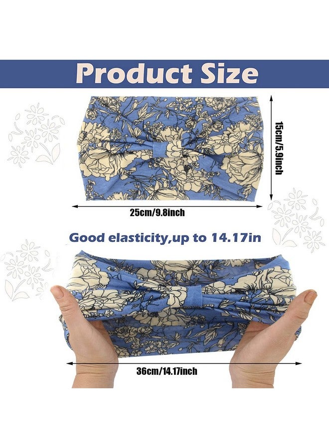 Yeshan Boho Bandeau Headbands For Women Wide Bandana Knot Hair Scarf Floral Printed African Hair Bands Elastic Turban Thick Head Wraps Stretch Cotton Head Bands,Pack Of 6 - Image 3