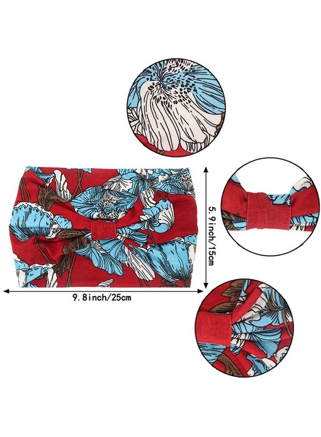 Yeshan Boho Bandeau Headbands For Women Wide Bandana Knot Hair Scarf Floral Printed African Hair Bands Elastic Turban Thick Head Wraps Stretch Cotton Head Bands,Pack Of 6 - Image 2