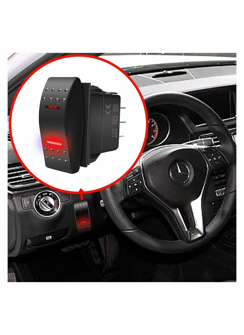 SYOSI Waterproof Rocker Switch Toggle ON OFF Red LED Light 12V 20A 24V 10A 7Pin with Jumper Wires Set for Automotive Cars Vehicles Marine Boats Trucks Trailers 4x4 Caravans RVs ATV UTV and More  - Image 2