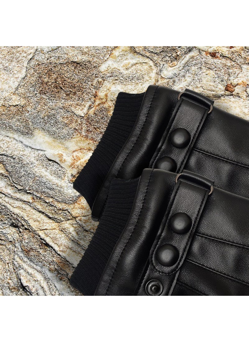 Özyıldırım Çarşı Men's Faux Leather Fur Gloves  - Image 5