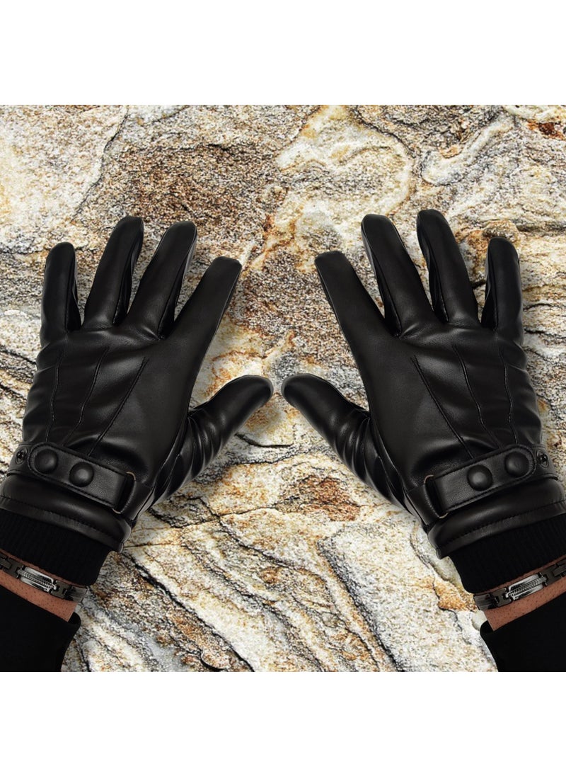 Özyıldırım Çarşı Men's Faux Leather Fur Gloves  - Image 3