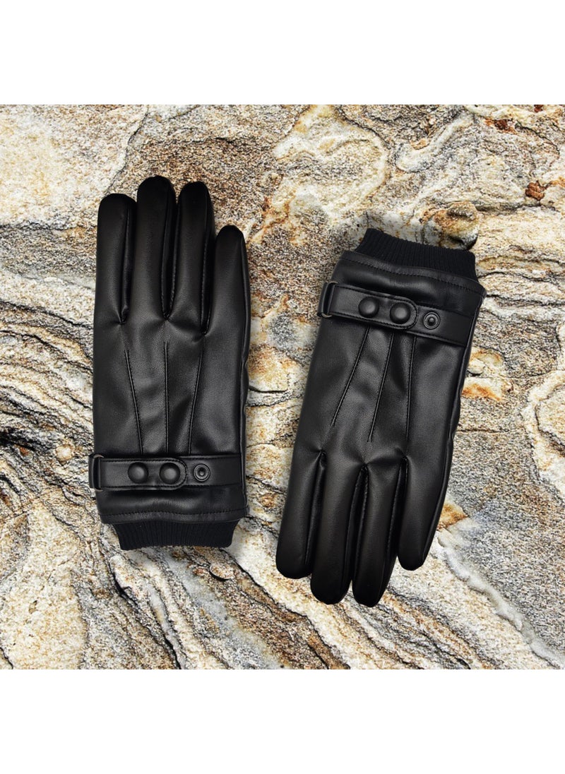 Özyıldırım Çarşı Men's Faux Leather Fur Gloves  - Image 1