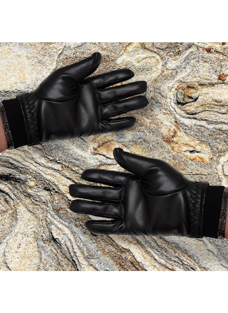 Özyıldırım Çarşı Men's Faux Leather Fur Gloves  - Image 2