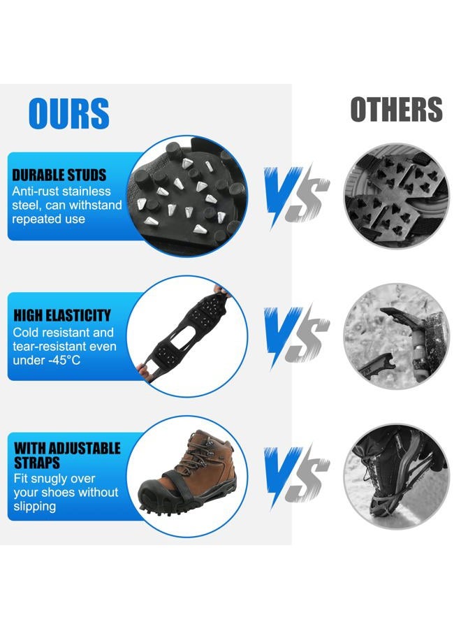 OROOTL Ice Cleats Snow Traction for Footwear Upgraded 28 Spikes Ice Snow Grips Crampon for Men Women Kids Non-Slip Rubber Crampons Over Shoe Boot for Walking on Ice and Snow - Image 4