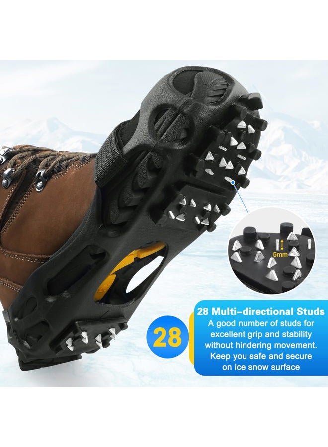 OROOTL Ice Cleats Snow Traction for Footwear Upgraded 28 Spikes Ice Snow Grips Crampon for Men Women Kids Non-Slip Rubber Crampons Over Shoe Boot for Walking on Ice and Snow - Image 2
