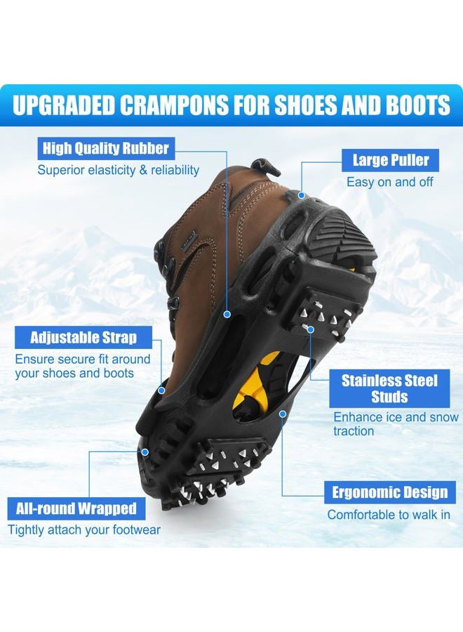 OROOTL Ice Cleats Snow Traction for Footwear Upgraded 28 Spikes Ice Snow Grips Crampon for Men Women Kids Non-Slip Rubber Crampons Over Shoe Boot for Walking on Ice and Snow - Image 3