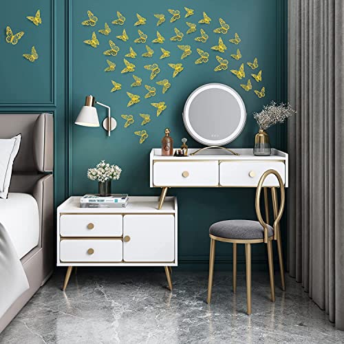 Buransh 3D Butterfly Wall Decor Gold Decoration for Cake Decoration, Removable Wall Stickers Room for Kids Nursery Classroom Wedding Night Gift Women Girl Boy Pack 12pcs - Image 4