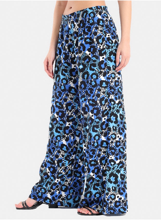 Clue - Blue Leopard Printed Pants - Image 1