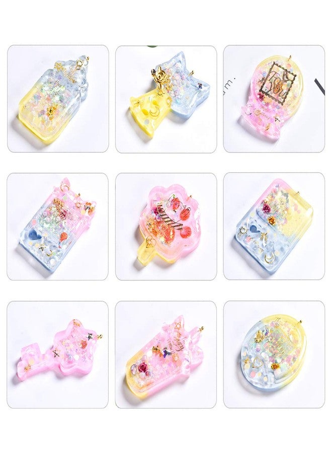 iSuperb 9 Pack Resin Silicone Molds Quicksand Casting Molds Epoxy Resin Shaker Mold for Pendant Jewelry Decoration Craft Making DIY - Image 3