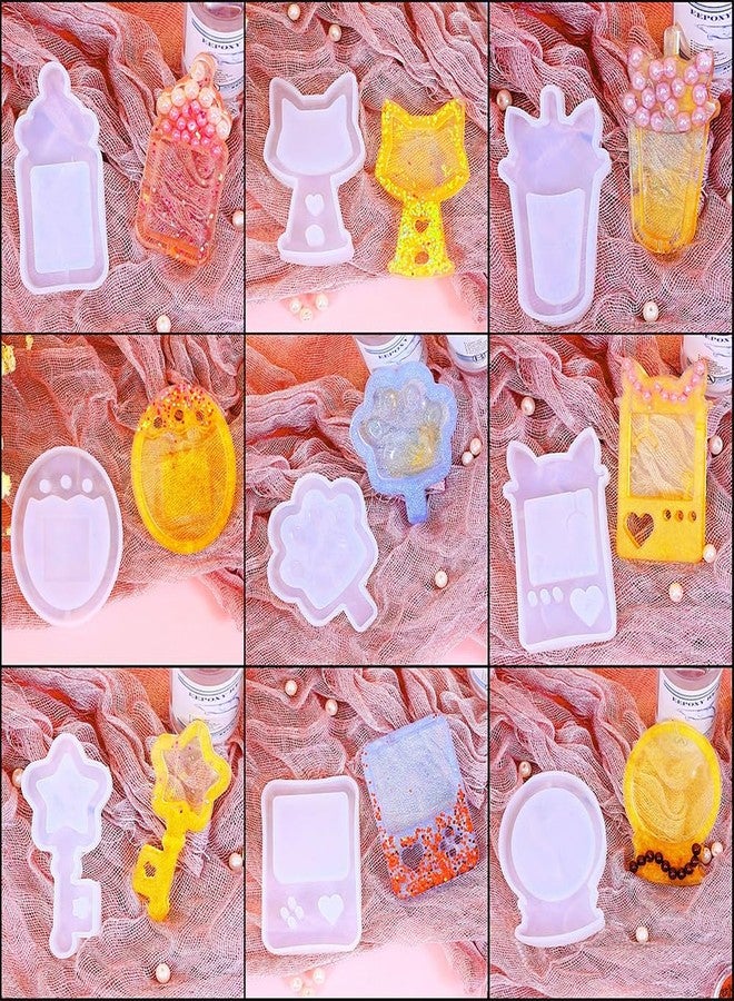 iSuperb 9 Pack Resin Silicone Molds Quicksand Casting Molds Epoxy Resin Shaker Mold for Pendant Jewelry Decoration Craft Making DIY - Image 2