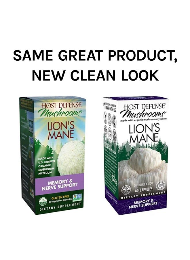 Host Defense , Lion's Mane Capsules, Promotes Mental Clarity, Focus and Memory, Mushroom Supplement, 60 Count - Image 2