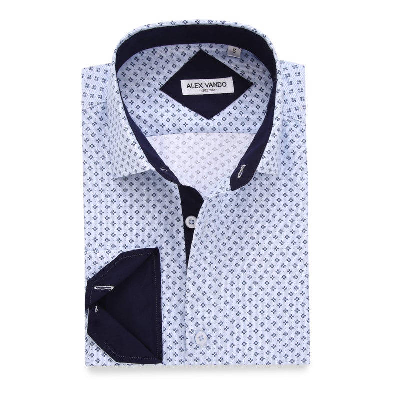 Alex Vando Mens Printed Dress Shirts Long Sleeve Button Down Shirt,Lt Blue 863,XL - Image 1