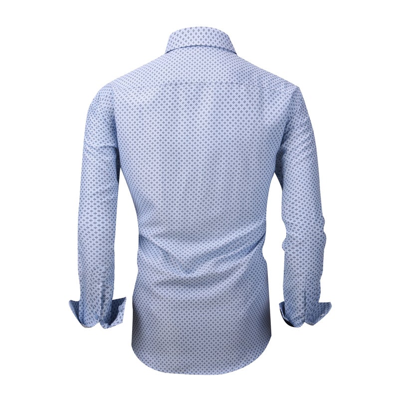Alex Vando Mens Printed Dress Shirts Long Sleeve Button Down Shirt,Lt Blue 863,XL - Image 3