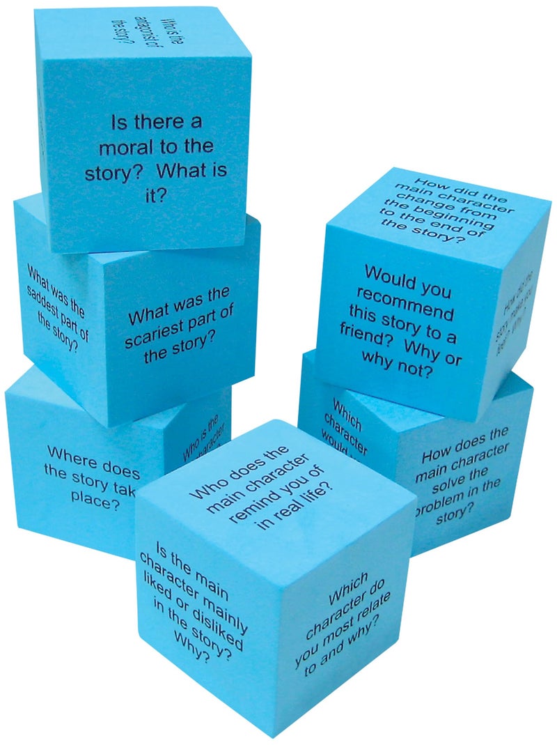 Teacher Created Resources 20634 Foam: Reading Comprehension Cubes Blue 2" x 2" - Image 1