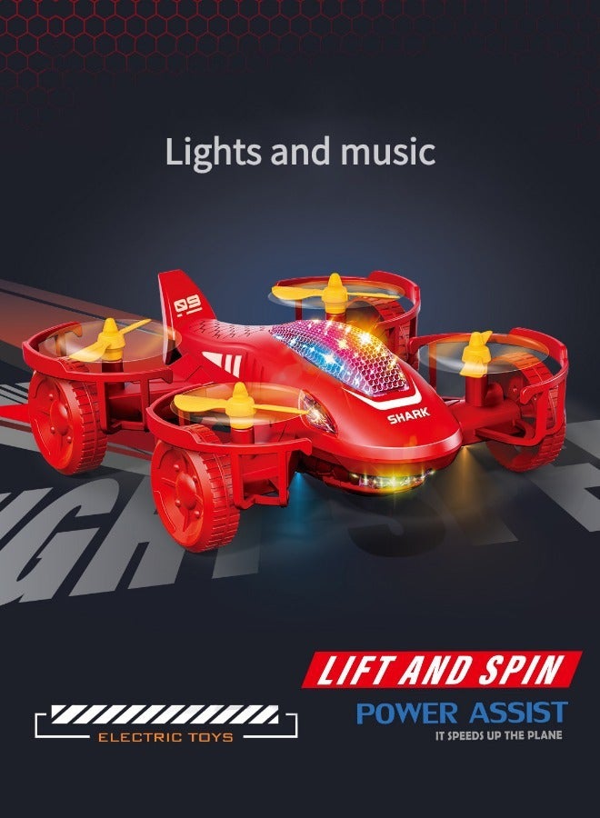 Vixplorn Kids Airplane Toy, Flying Toy with LED Light and Music - Electric Airplane for 3+ Boys and Girls - Interactive Toy with 360° Flip, Gift for 3+ Boys and Girls（Red） - Image 4