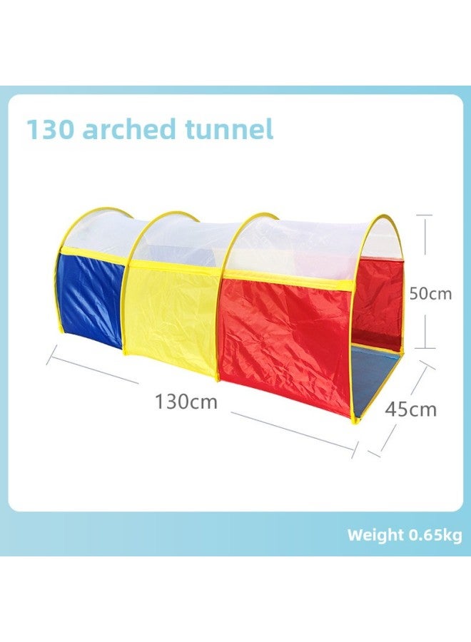 Children's Sunshine Tunnel Crawler Sensor Training Equipment Baby's Indoor Toy Rainbow Caterpillar Drill Hole Tent-Color:130 Arch Tunnel - Image 1