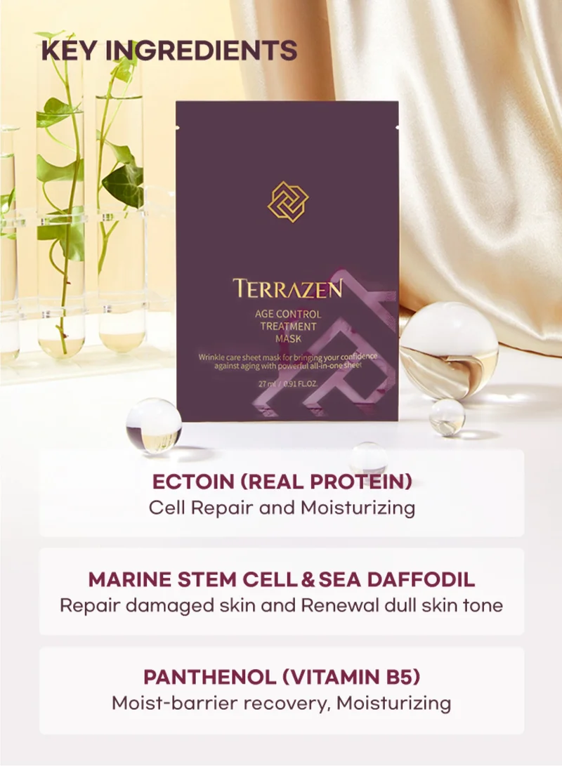 Terrazen Korean Face Sheet Mask Skincare - Anti Aging & Wrinkle Hydrating Sheet for Men & Women - Brightening Facial Mask 10 Sheet Pack