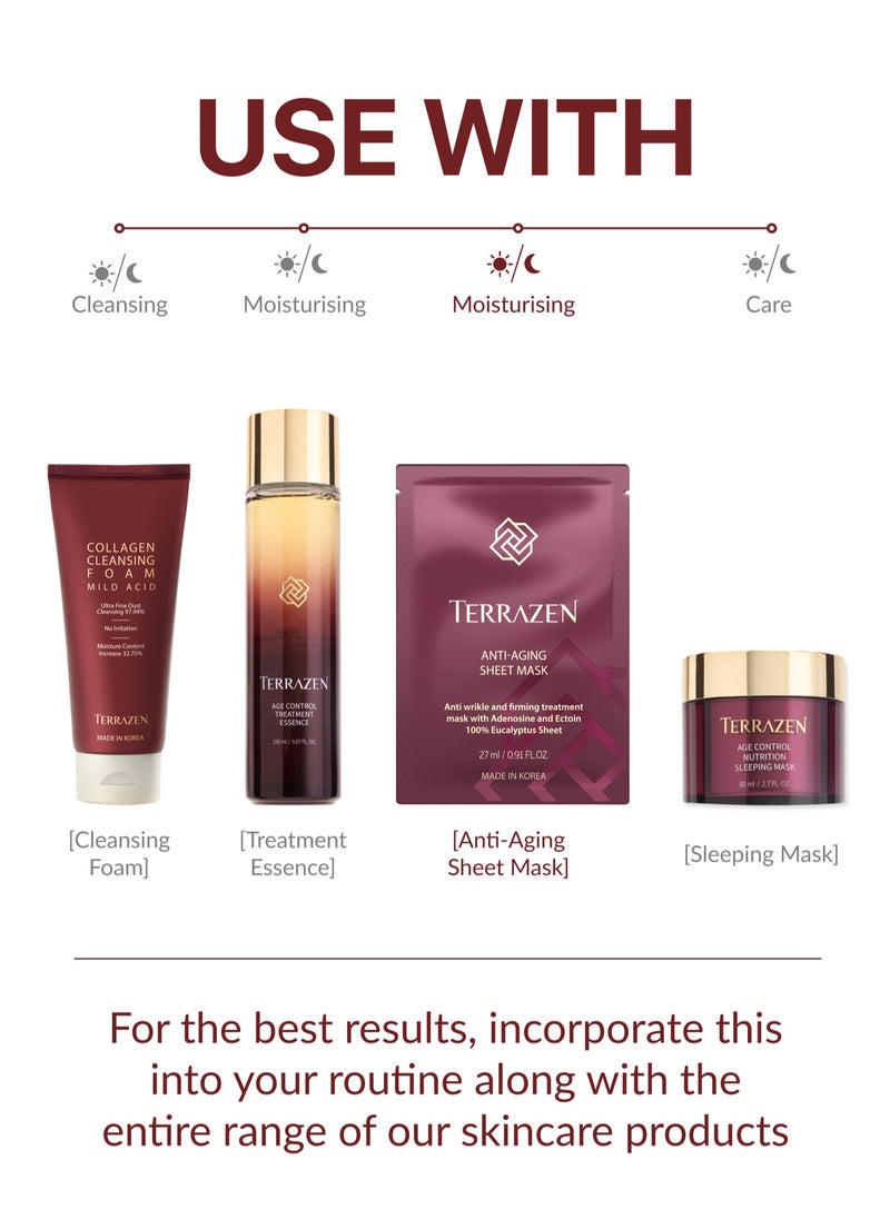 Terrazen - Korean Face Sheet Mask Skincare - Anti Aging & Wrinkle Hydrating Sheet for Men & Women - Brightening Facial Mask 10 Sheet Pack - Image 1