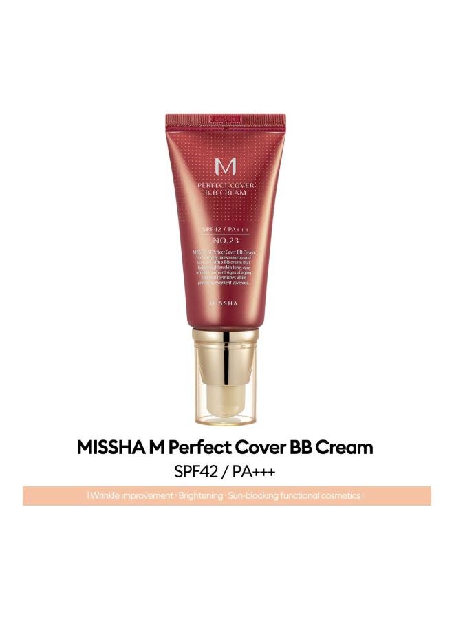 Missha M Perfect Cover BB Cream With SPF 42 PA+++ No.23 Natural Beige - Image 2