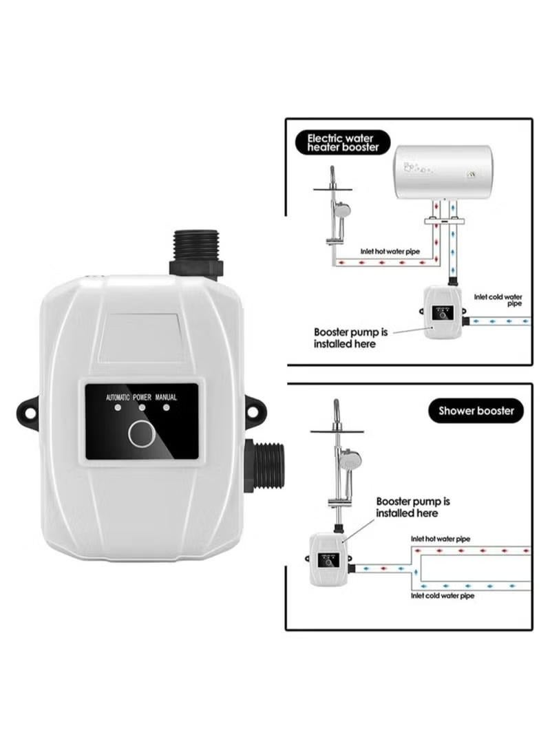 XiuWoo Water Booster Pump,24V Portable Automatic Water Pressure Booster Pump,150W Shower Booster Pump with Automatic Flow Switch, Hot Cold Water Pump for Tap Water, Toilet, Bathroom Shower, White  - Image 3