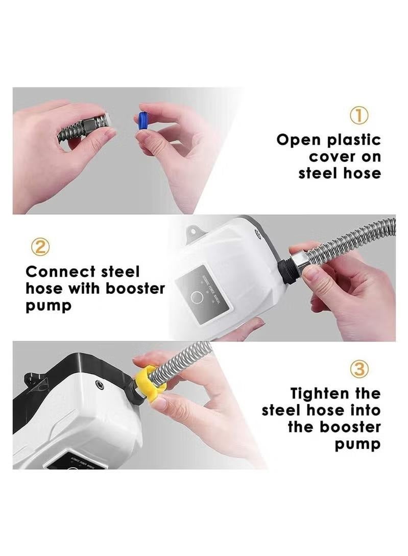 XiuWoo Water Booster Pump,24V Portable Automatic Water Pressure Booster Pump,150W Shower Booster Pump with Automatic Flow Switch, Hot Cold Water Pump for Tap Water, Toilet, Bathroom Shower, White  - Image 5
