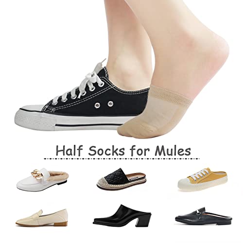 Toes Home Toe Toppers No Show Liner Half Socks for Women Seamless Grip Non Slip Hidden Toe Covers for Mules Invisible Footies 8 Pairs - Image 5