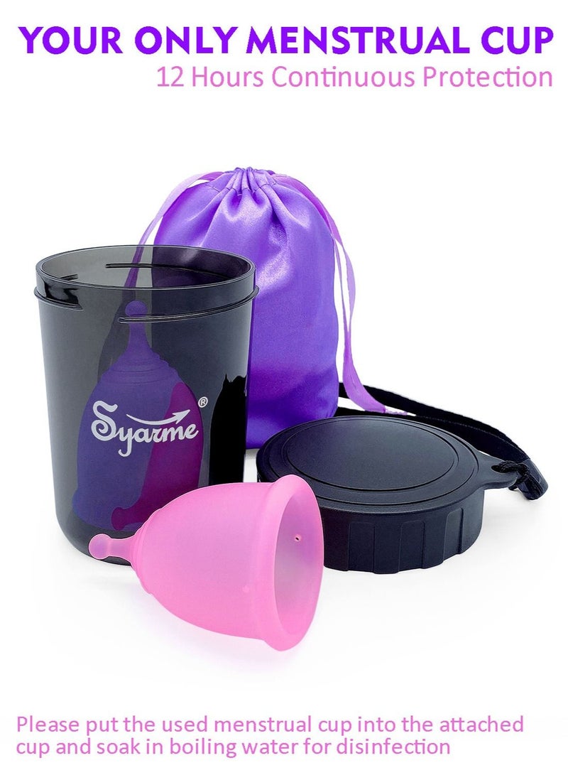 Syarme Menstrual Cup, Reusable Period Cup, Made of Medical Silicone, Replacement for Tampons and Pads, Contains 2 Menstrual Cups S and L, Washing Sterilizer Bottle and Cloth Bag  - Image 4
