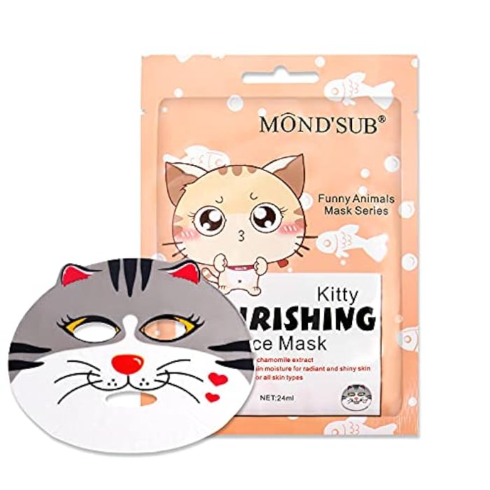 Mond'sub Animal Spa Mask, Character Masks Sheet- Penguin, Panda, Tiger, Cat -Nourishing Moisturizing Effects For All Skin Types- Birthday Party Gift for her, Girls Night, Spa Night, Beauty Gift (8pack) - Image 5