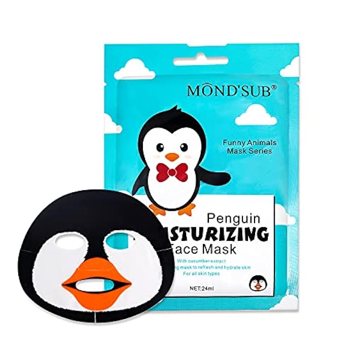 Mond'sub Animal Spa Mask, Character Masks Sheet- Penguin, Panda, Tiger, Cat -Nourishing Moisturizing Effects For All Skin Types- Birthday Party Gift for her, Girls Night, Spa Night, Beauty Gift (8pack) - Image 2