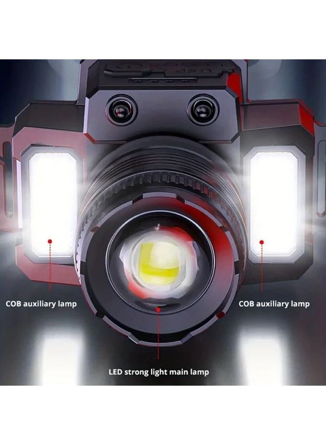 Black USB Rechargeable Headlamp IP65 Waterproof Hands Free Flashlight For Outdoor Emergency - Image 5