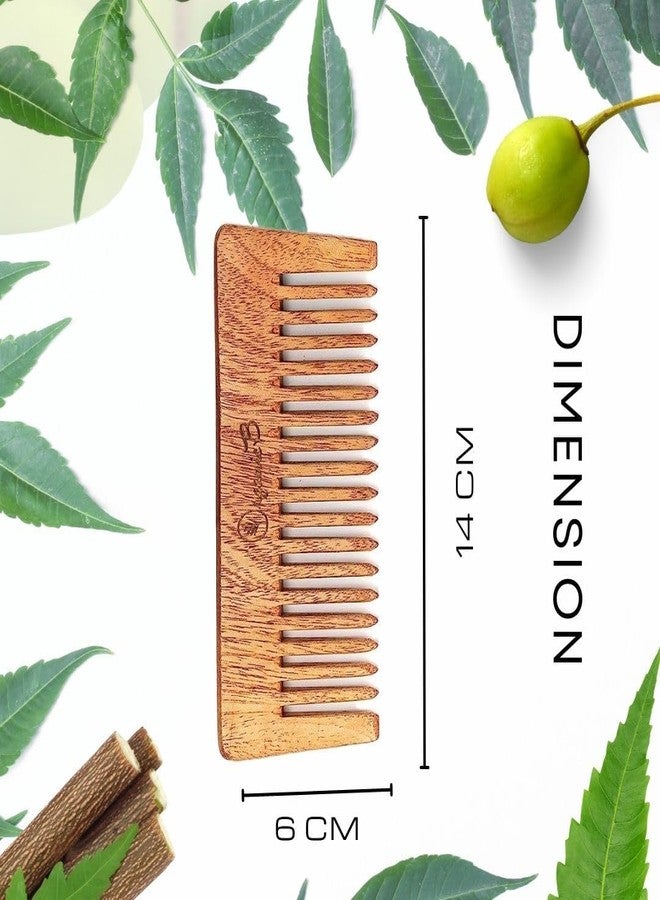 Organic B Neem Comb Set |3 Pcs |Dual + Handle + Wide Teeth| Rosemary Infused - Image 3