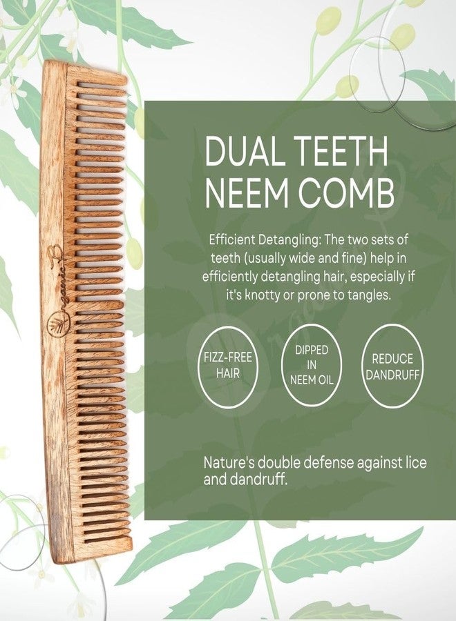 Organic B Neem Comb Set |3 Pcs |Dual + Handle + Wide Teeth| Rosemary Infused - Image 5