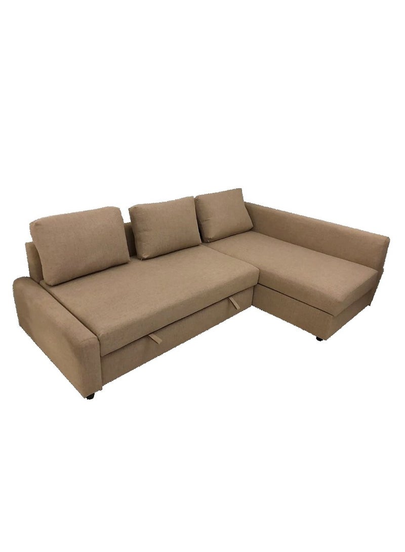 Karnak Beige Convertible Sofa Bed with Storage – Modern L-Shape Pull-Out Sofa for Living Room - Image 4